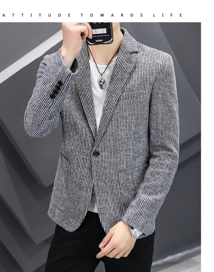 Description Picture 5 of itemCasual Plaid Relaxed Comfortable Suit Men's Wool Slim Small Suit Formal Single West Outdoor + Travel + Fashion Top Coat