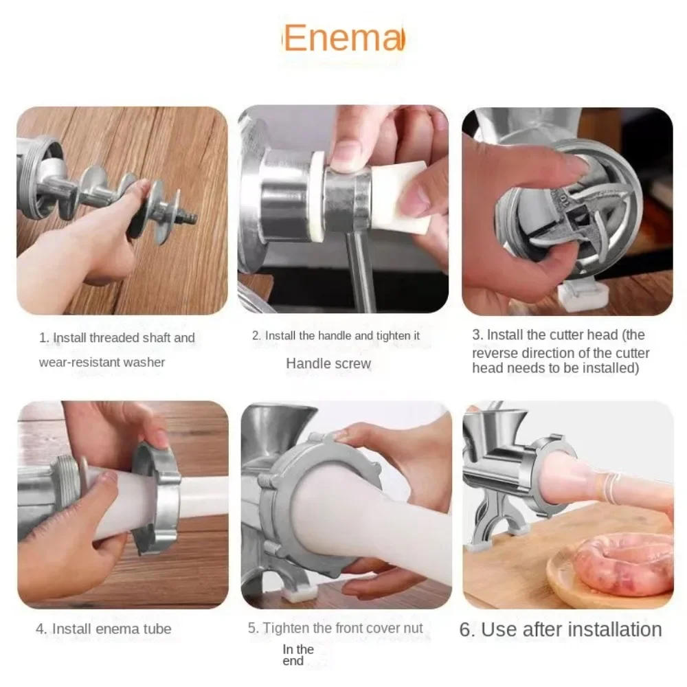 Description Picture 4 of itemAdjustable Heavy Duty Meat Mincer Grinder Hand Operated Manual Kitchen Noodles Grinder Sausage Filler Fruit Beef Pasta Maker