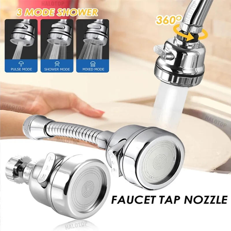 Description Picture 6 of item3 Modes Sink Faucet 360 Degree Rotation Filter Extension Tube Shower Water Saving Tap Universal Kitchen Gadgets Accessories