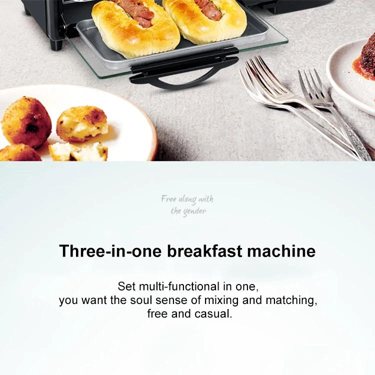 Description Picture 3 of item2022 Agreat 3 In 1 Breakfast Maker Machine With Kettle Electric Bread Toaster Oven Multi Function 3 In 1 Breakfast Maker