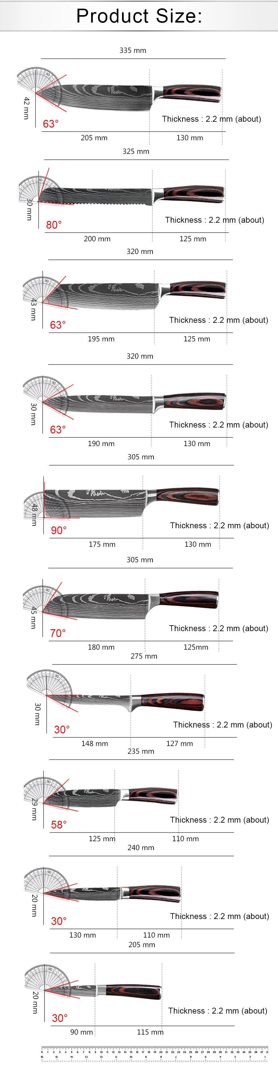 Description Picture 5 of itemSharp Kitchen Knives Cleaver Meat Fish Fruit Bread Knife Butcher Boning Japanese Knife Chef Cooking Cleaver Laser Damascus Knife