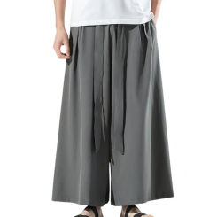Stylish Sport Trousers Ice Silk Pockets Quick Drying Solid Color Ankle-length Men Flare Pants  Oversize Pants Ankle-Length