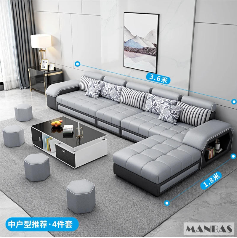 Description Picture 5 of itemMINGDIBAO Fabric Sofa Set Furniture Living Room Sofa Set with USB and Stools / Big U Shape Cloth Couch Sofas for Home Furniture