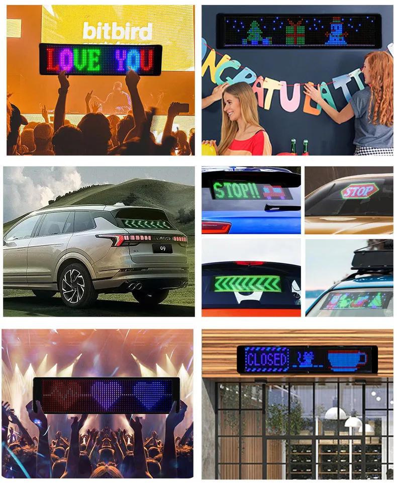 Description Picture 3 of itemHOT RGB Flexible Display Color Screen LED Module Strip Light App Bluetooth DIY Hat Clothes Bag Shoes Word Scroll Matrix Screen