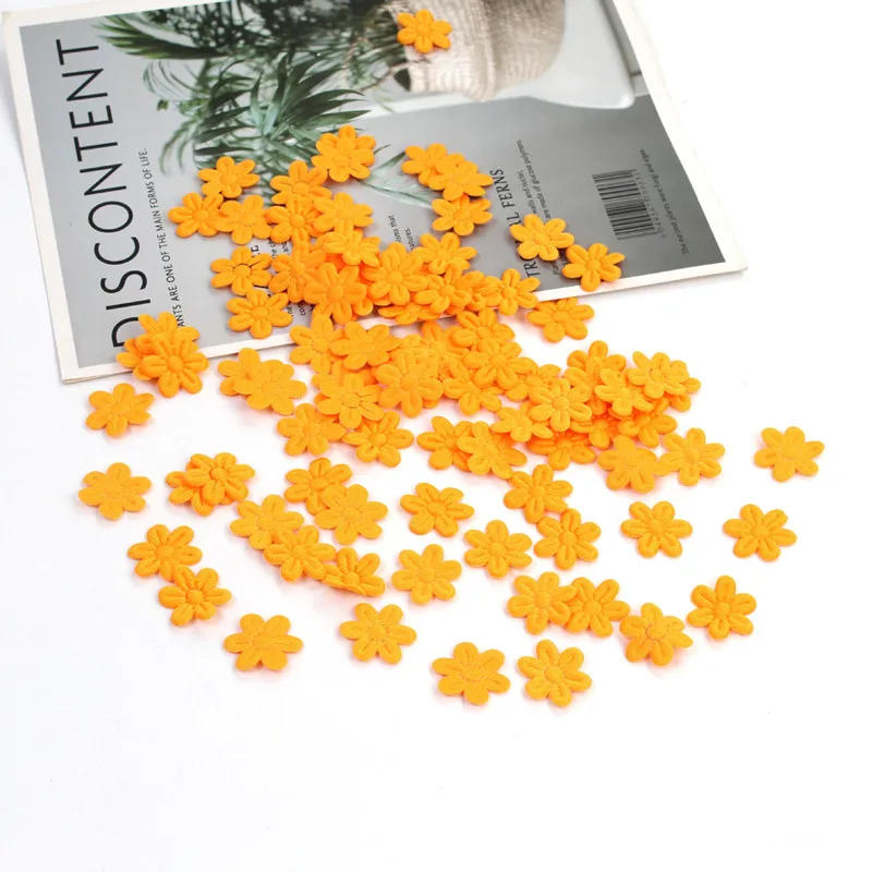 Description Picture 4 of item2cm cloth five-petal flower embossing DIY children's hair accessories hairpin jewelry small flower  cloth accessories 100pcs