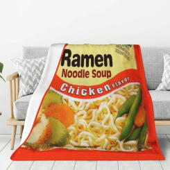 Instant Noodle Soup Chicken Flavor Ramen Blanket Soft Comfort Lightweight Flannel Fluffy Microfiber Sofa Bed Plush Blanket