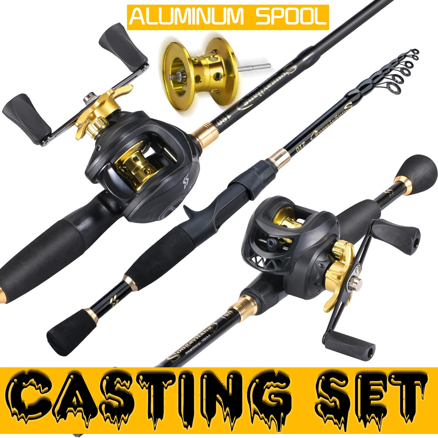 Description Picture 6 of itemSougayilang Casting Fishing Rod Combo High Carbon Telescopic Rod and Baitcasting Reel with Lure Line Max Drag 8kg for Bass Trout