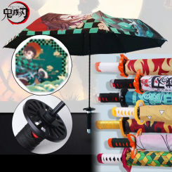 Demon Slayer Katana Umbrella Wind Rain Folding Parasol Kimetsu No Yaiba Tanjirou Shinobu Japanese Sword Umbrellas Anime Gifts