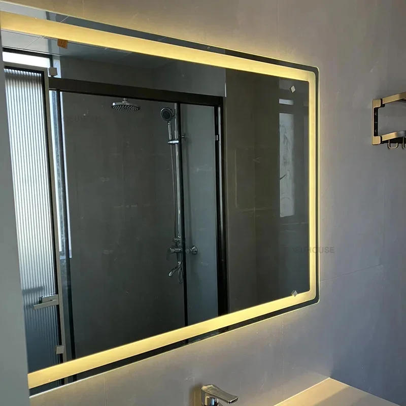 Description Picture 6 of itemLight Luxury Smart Bathroom Mirrors Toilet Touch Screen Bathroom Mirror with Light Minimalist Wall-mounted Bath Mirrors for Home