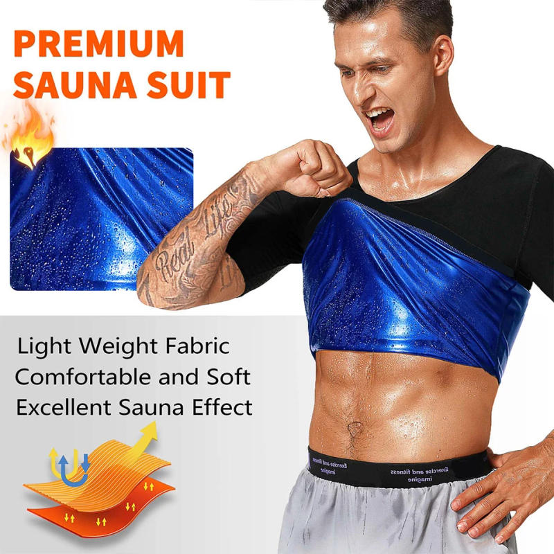 Description Picture 3 of itemMen Sauna Sweat Vest Heat Trapping Compression Shirts Gym Thermo Suit Workout Slimming Body Shaper for Weight Loss Fat Burner