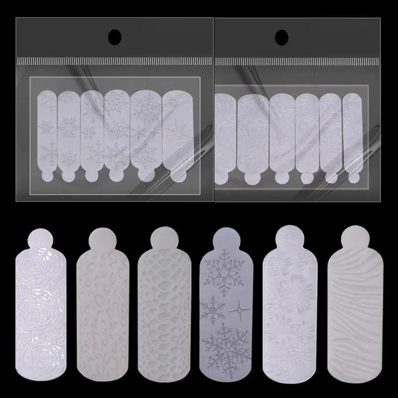 Description Picture 2 of item12Pcs Rose Snowflakes Silicone Molds for Dual Form Nails Creating Relief Design Nail Mold Silicone Sticker Reusable Pads