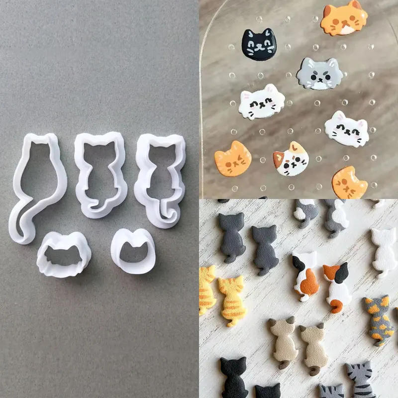 Description Picture 2 of itemCute Cat/Butterfly Polymer Clay Molds Cat Head Clay Cutter For DIY Soft Pottery Earrings Ceramic Jewelry Cutting Tool