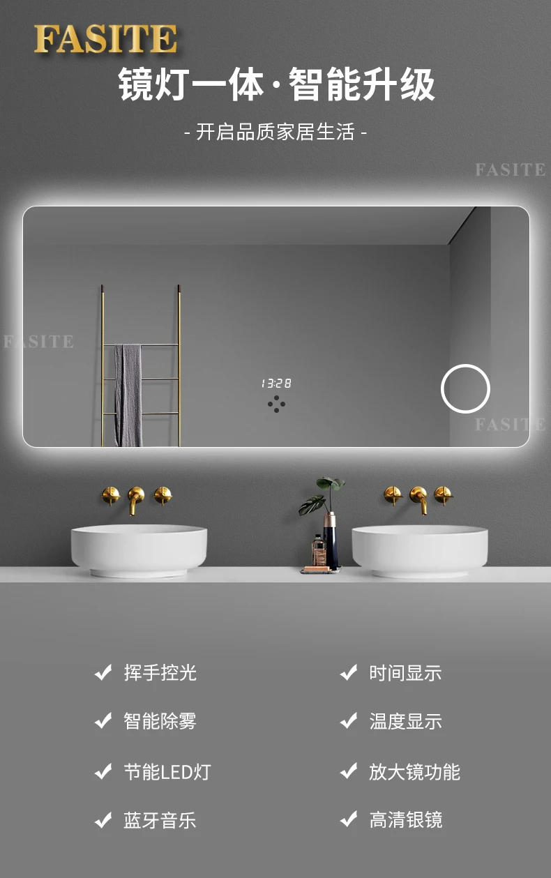 Description Picture 2 of itemLed Bathroom Shower Mirror Wall Mounted Anti Fog Smart Mirror Large Dressing Table Espejo Pared Mirrors With Lights EB5BM