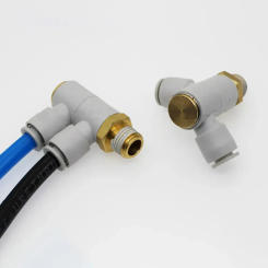 Rotary 1/8" 1/4" 3/8" 1/2" BSP 4 6 8 10 12mm Tube Elbow 2 Ways Splitter Plastic Pneumatic Air Pipe Fitting Push In Connector