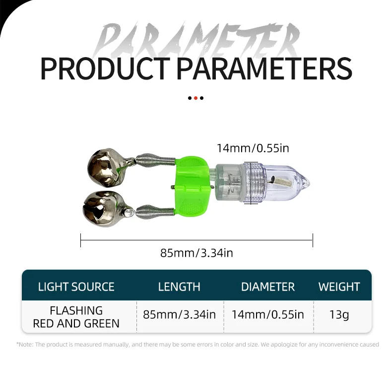Description Picture 3 of itemFishing Tools LED Night Fishing Rod Bite Bait Alarm Light with Twin Bells Ring Indicator Fish Bait Alarm Fishing Accessories