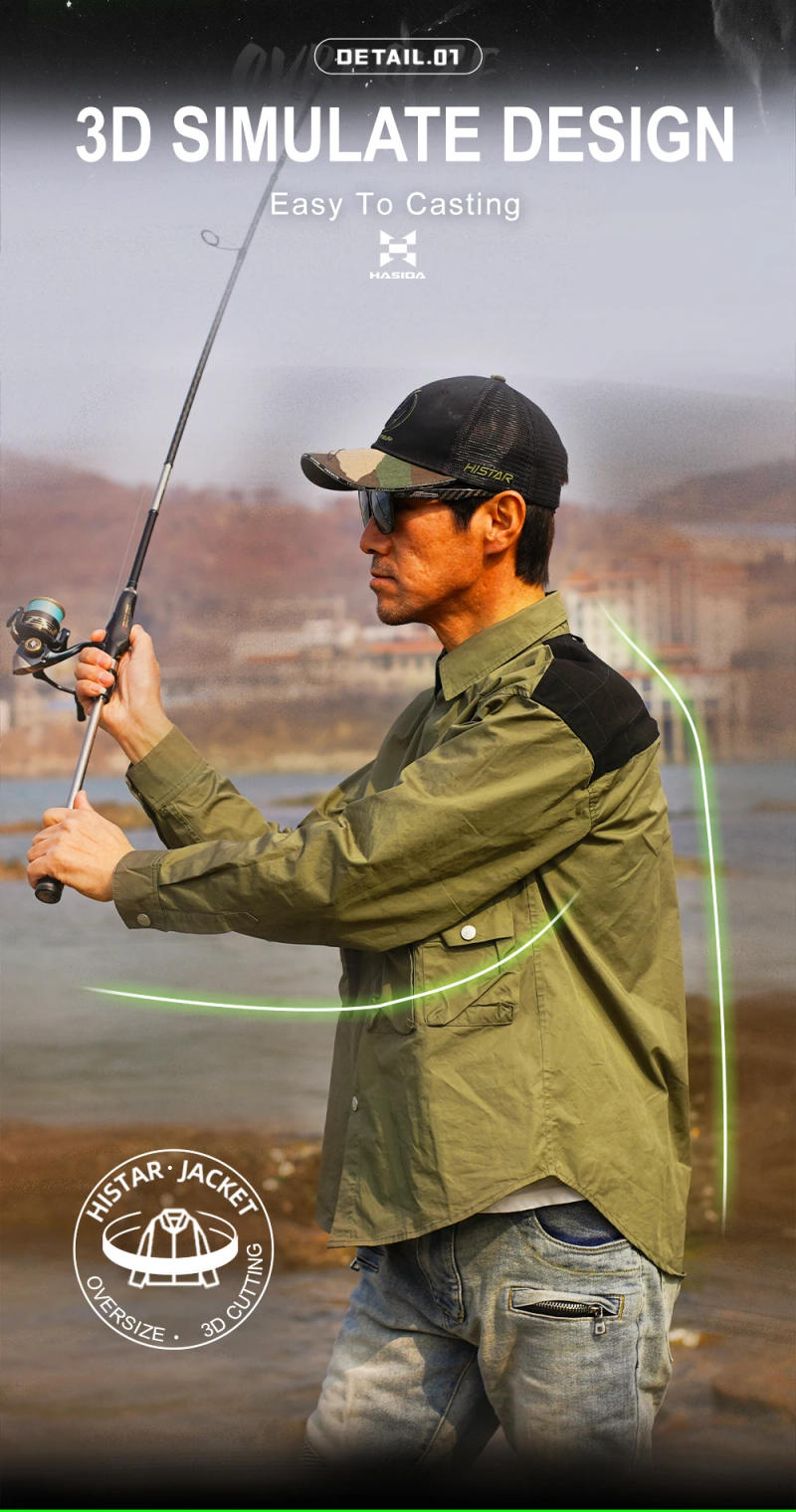 Description Picture 3 of itemHISTAR Clothing With Button Multi-Pocket Sun Protection Shirts Sports Fishing Jacket