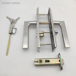 1 set of stainless steel bathroom door locks room wooden door handles locks including keys Keyed Alike Hardware accessories