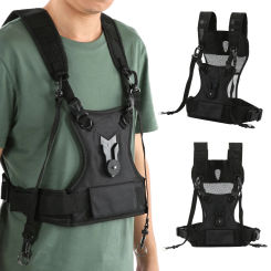 Camera Strap Dual Camera Strap Nylon  Comfortable Breathable Adjustable Multi Carrier Chest Harness Dual Camera Harness
