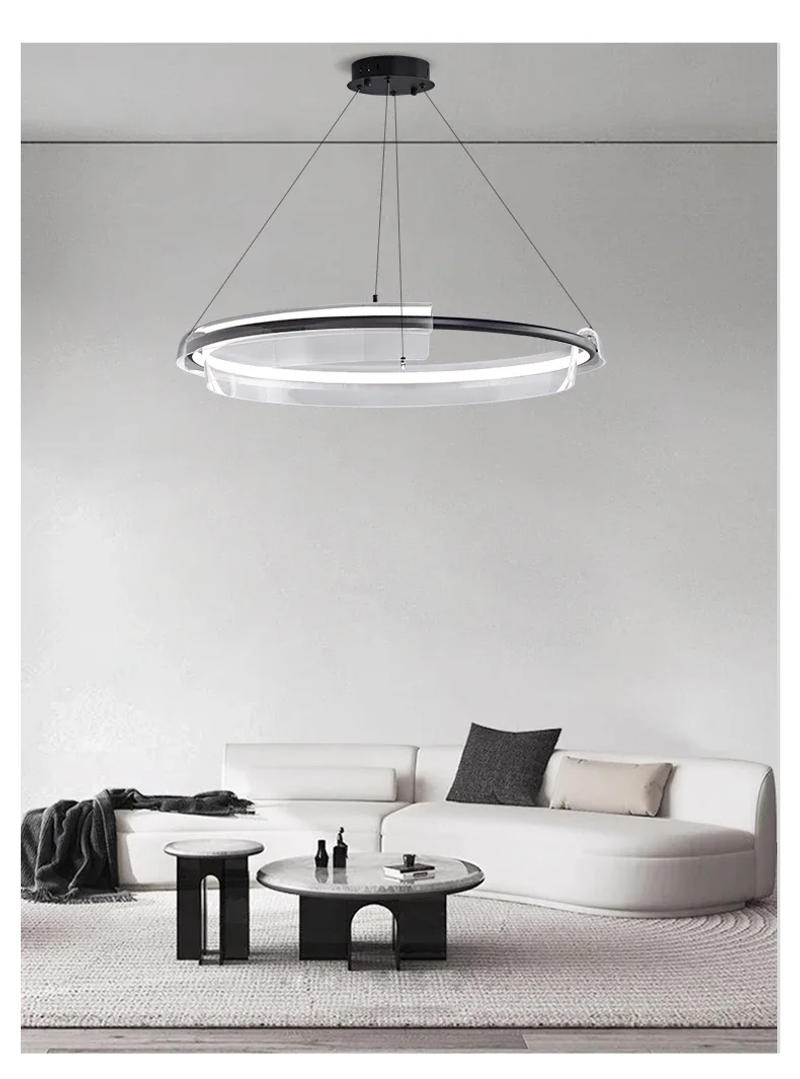 Description Picture 3 of itemMinimalism Nordic Ring Led Chandeliers Acrylic Circle Living Room Pendant Lights Lighting Bedroom Hanging Lamps Luster Fixtures