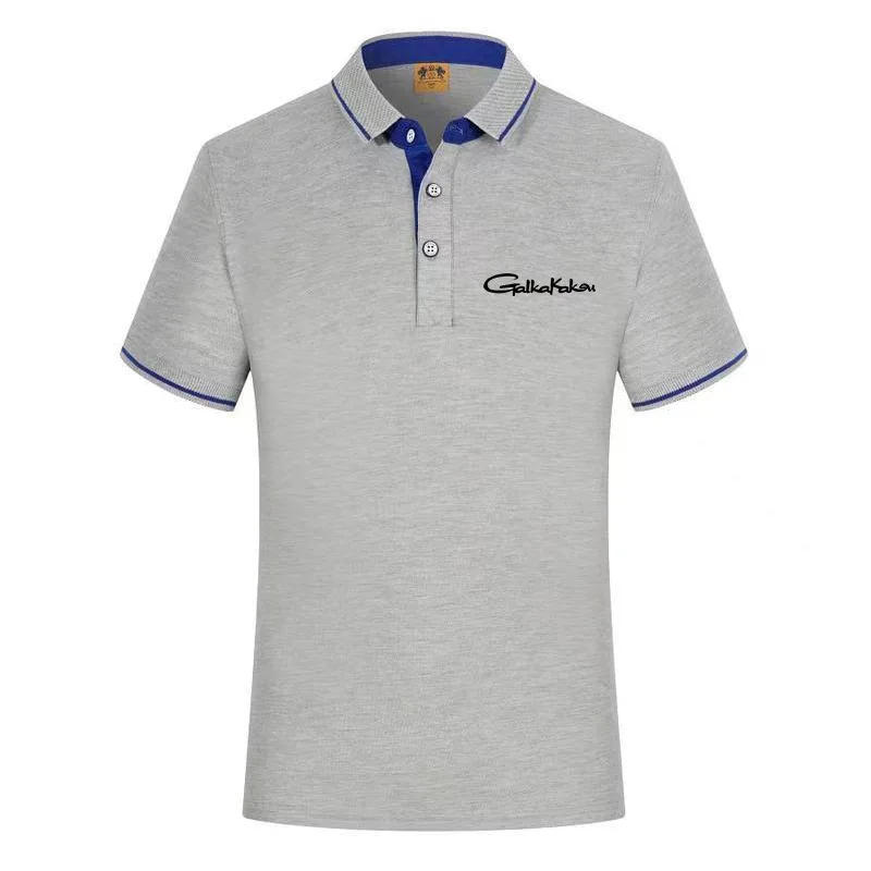 Description Picture 6 of item2022 Color Matching Lapel Brand Solid Clothing Breathable Outdoor Sports Silk Cotton Tops Men Casual Short Sleeve Fishing Shirt