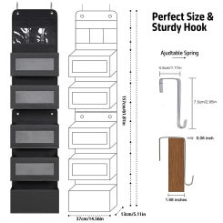 1 PC Non-Woven Fabric, 6-Layer Detachable, Divided Into 2 Hanging Storage Door Devices With Hooks, Anti Swinging Dormitory