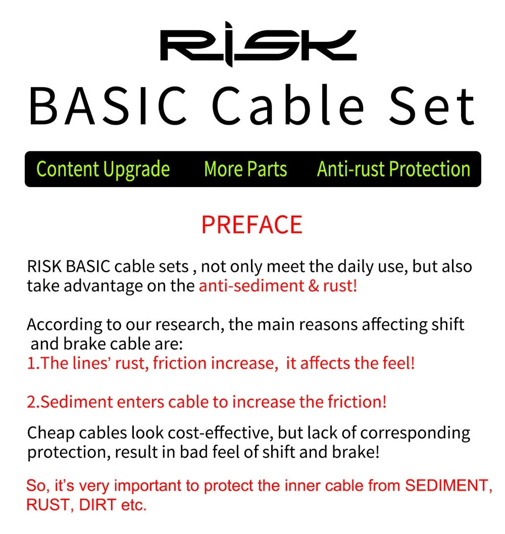 Description Picture 4 of itemRisk Bicycle Shift Gear Derailleur/Brake kits Wire Tube Line Hose Basic Brake/Shift Cable&Housing Group Sets For MTB Bike Road