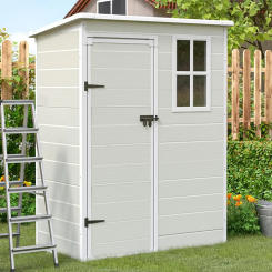 Outdoor Storage Shed 5x3 FT Resin Garden Shed for Bike Garbage Can Tool Plastic Outside Sheds & Outdoor Storage Storage