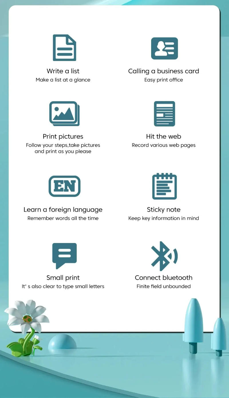 Description Picture 3 of itemMini Printer Portable Label Self-adhesive Sticker Color Thermal Paper Wireless Bluetooth Printing For Phones Photo