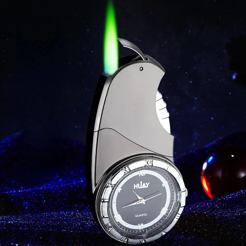 Description Picture 3 of itemLuxury LED Gold Watch Windproof Jet Butane Lighter Torch Turbo Gas Inflatable Lighter Cigar Cigarette Accessories Men's Gift