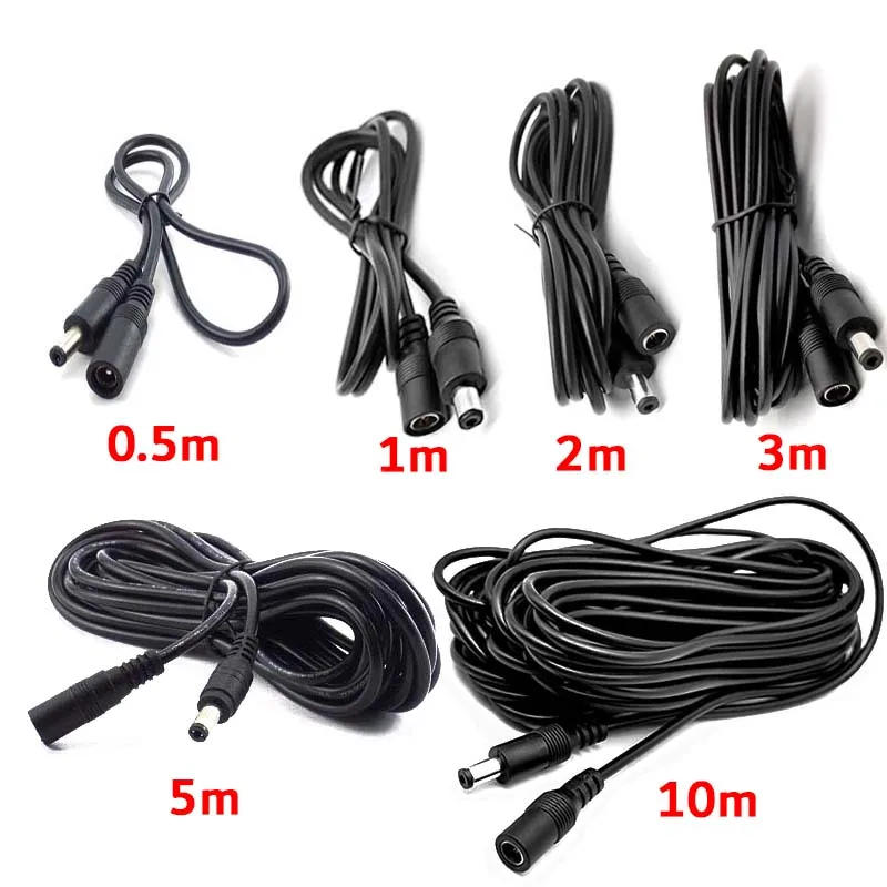 Description Picture 5 of itemDC 12V Extension Power Cable Male Female 2.1mm*5.5mm Electrical Wire White Black 0.5m 1m 2m 3m 5m 10m Extend Cord For LED Camera