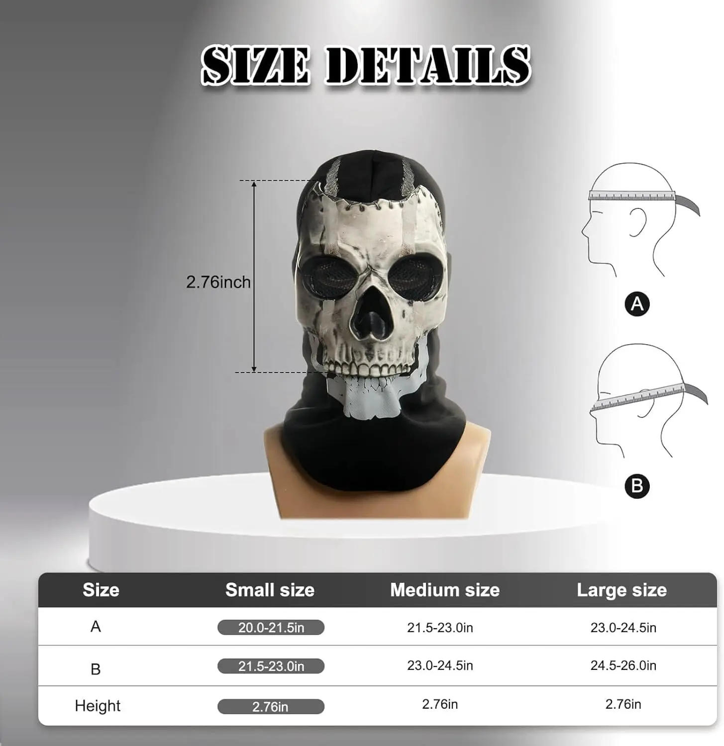 Description Picture 3 of itemHorror Ghost Skull Mask Call of Duty Latex Headgear Helmet Cosplay Perform Party Prop Full Face Tactical Skull Covering Unisex