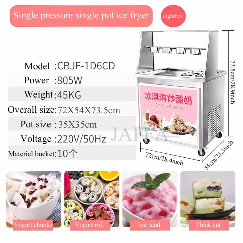 Description Picture 6 of itemAutomatic Double Square Flat Pan Instant Thailand Rolled Ice Cream Making Thai Stir Fry Tawa Roller Fried Ice Cream Roll Machine