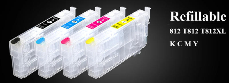 Description Picture 2 of itemT812XL T812 Refillable Ink Cartridge 812XL With Chip For Epson WF-3820 WF-3825 WF-4830 WF-4835 WF-7840 WF-7820 EC-C7000 Printer