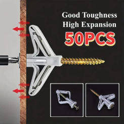 10/50 M3.5 Sets Hollow-Wall Anchors Drywall Anchor Kit With Screws Expansion Tube Pipe Self Drilling With Zinc Plated Screws