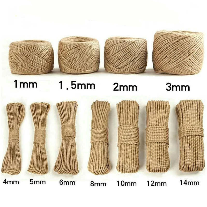 Description Picture 4 of item50/100M 2mm Natural Jute Rope String Ribbon Crafts DIY Vintage Jute Cord Twine Thread Sewing Party Wedding Home Decortion