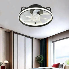 LED Ceiling Fan with Light, Semi-Enclosed Flush Mount, Smart APP & Remote Control, 6-Speeds, Perfect for Bedroom ,Living Room