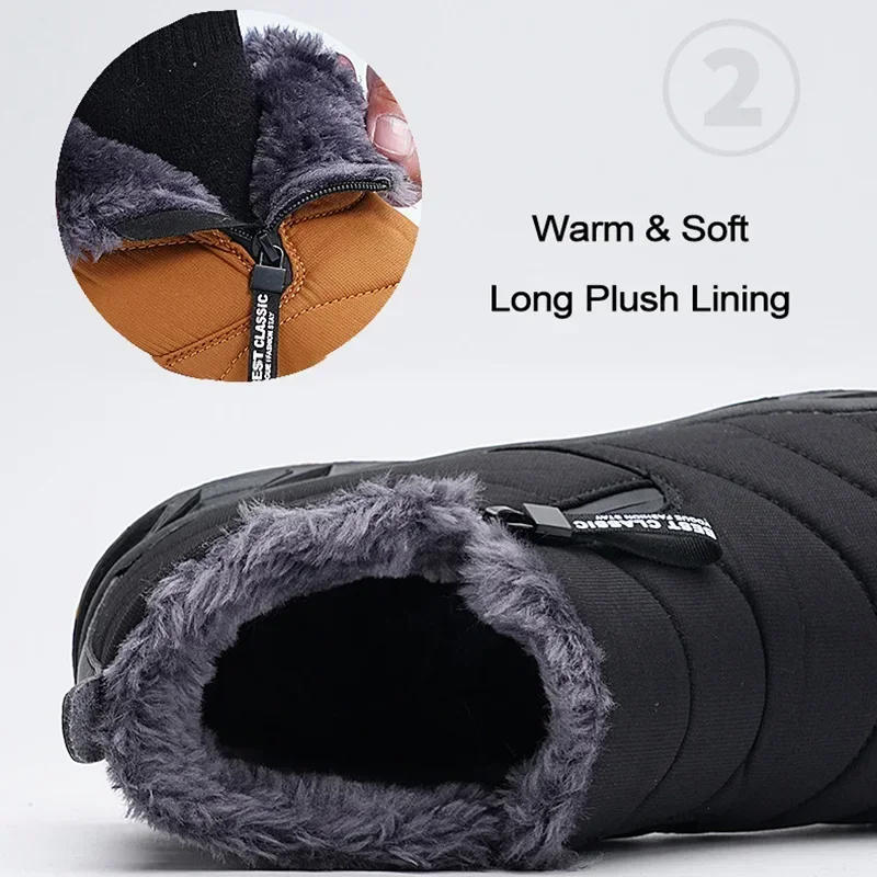 Description Picture 4 of itemMen Snow Boots Long Plush Ankle Boots Unisex Outdoor Casual Sneakers Big Size Warm Fur Winter Men Shoes Durable Non-slip Boots