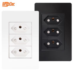 Bingoelec 4*2 White Black Fireproof PC Panel Brazil Standard Electrical Outlet Wall Socket for Home Office