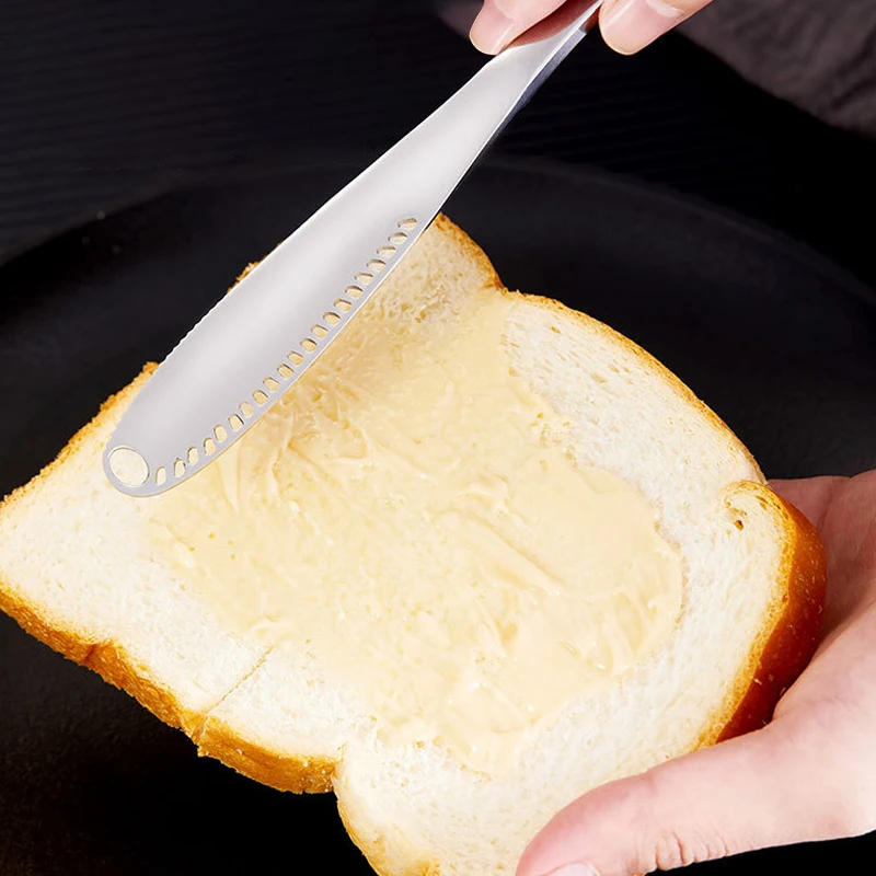 Description Picture 6 of item2024 New 3 in 1 Stainless Steel Butter Knife Cheese Dessert Jam Spreaders Cream Scraper Bread Splitter Butter Spreader