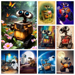 Disney Movie Wall E Robot Eve Diamond Art Painting Fantasy Space Cartoon Movie Cross Stitch Embroidery Handwork Gift Home Decor