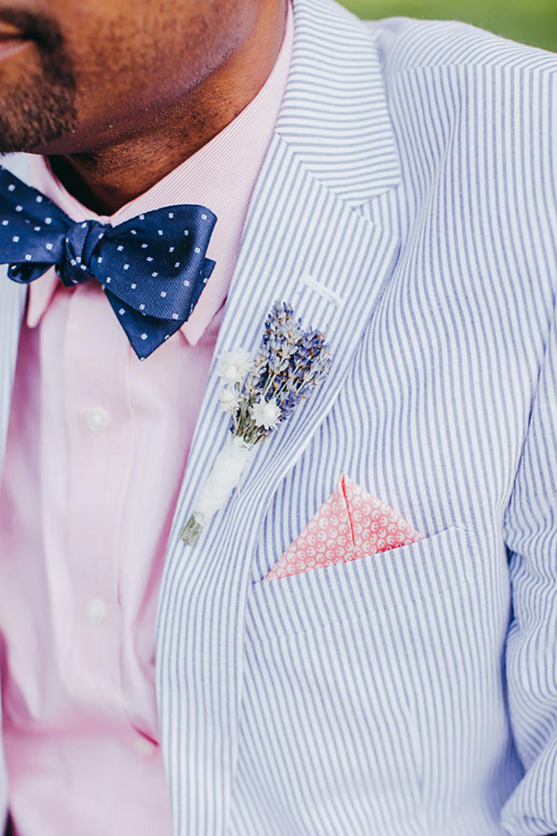 Description Picture 4 of itemBlue Men's Suits Tailored 2 Pieces Blazer Pants Peaked Lapel Single Breasted Pinstripes Wedding Groom Custom Made Plus Size