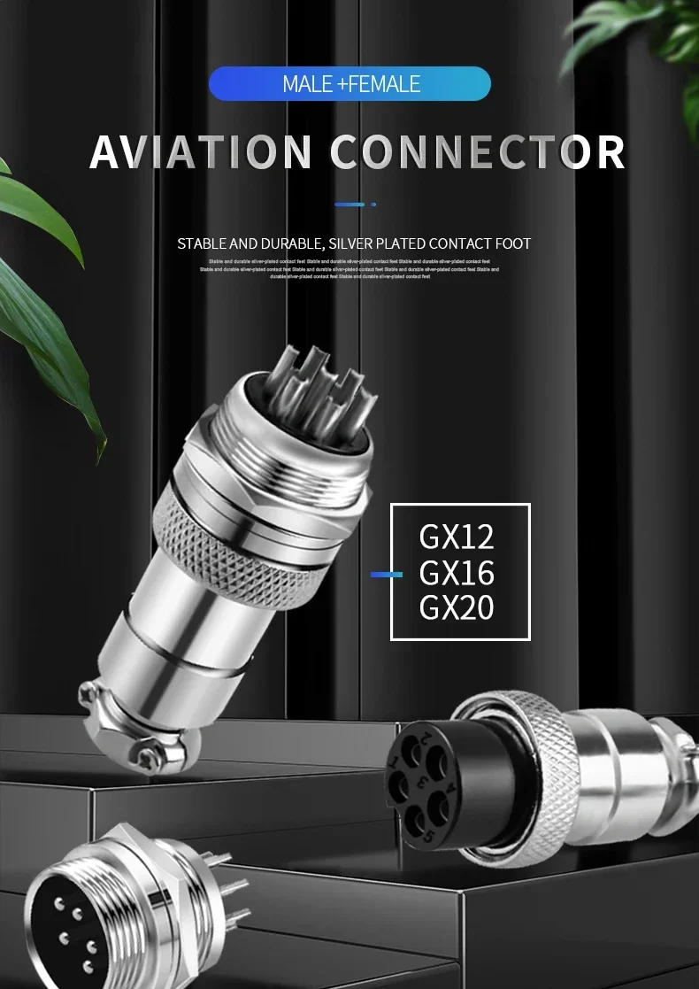 Description Picture 2 of itemGX16 GX12 GX20 2Pin 4Pin Male Female Circular Aviation Connector Plug 16MM Wire Panel Connector 2/3/4/5/6/7/8/9/10/12/14/15P