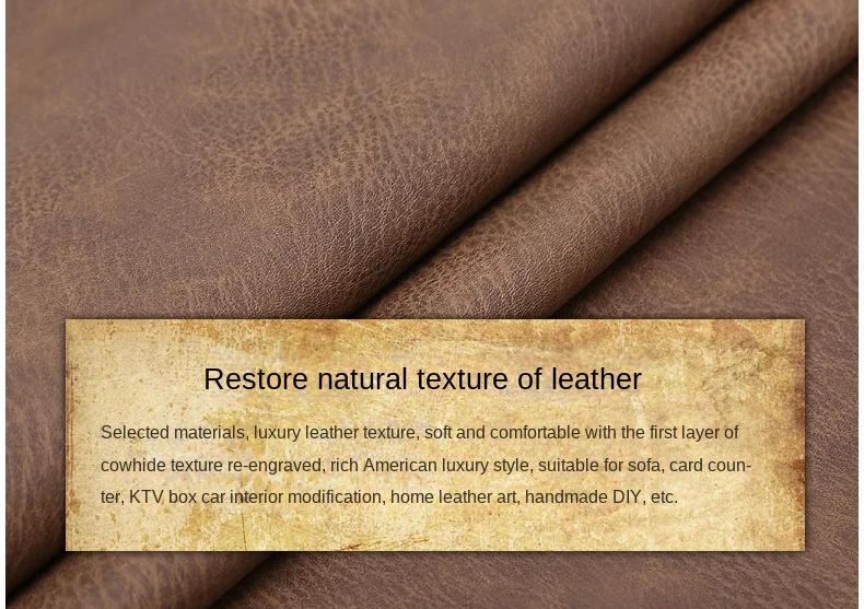 Description Picture 4 of item1.2 Thick Crazy Horse Patterned Artificial Leather Fabric PU Soft Bag Sofa Seat Counter Wall Shoe Fashionable DIY Sewing Cloth