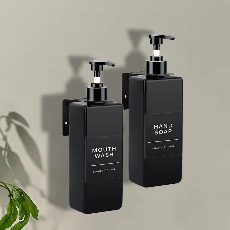Description Picture 2 of item500ml Square Soap Bottle With Label&Rack Soap Dispenser Refillable Empty Shampoo Conditioner Container for Bathroom Supplies