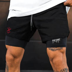 Fashionable Men's double-decker casual shorts, comfortable breathable, necessary in summer, soft skin-friendly inner layer, wear