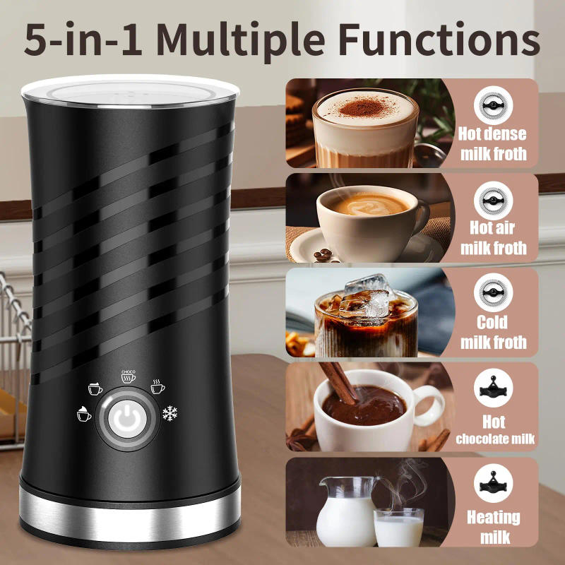 Description Picture 3 of itemMilk Frother,5 in 1 Electric Milk Frother and steamer,Automatic Hot And Cold Foam Maker with 2 Whisks for Different Drinks