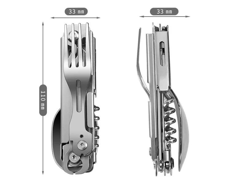 Description Picture 6 of itemOutdoor Multi-function Stainless Steel Camping Equipment Tableware Knife Fork Spoon Camp Cooking Supplies  Portable Folding