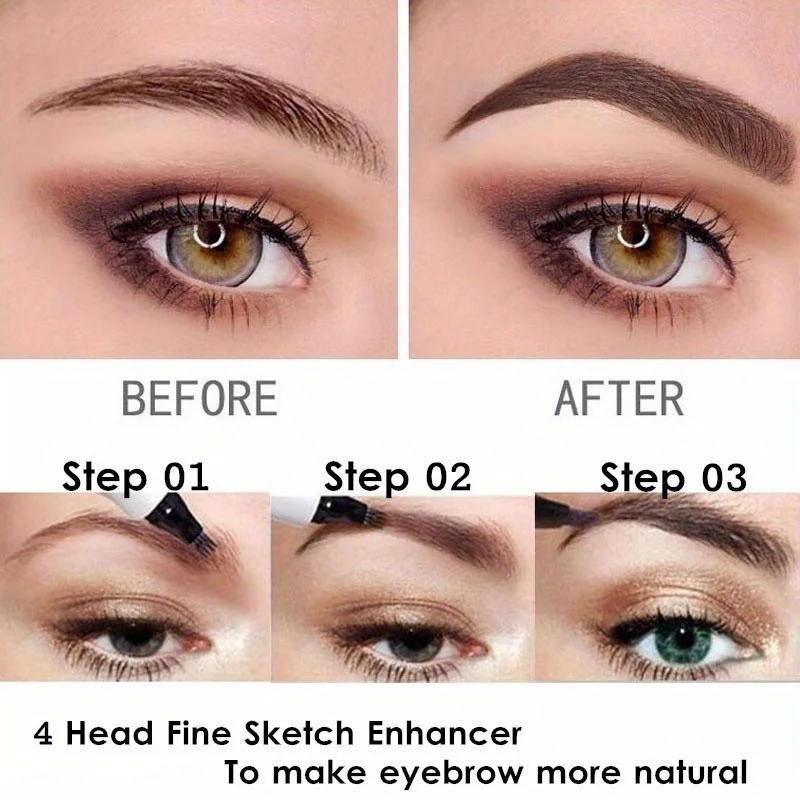Description Picture 3 of item4 Splitted Head Eyebrow Pencil Long Last  Smudge Proof Waterproof Sweat Proof High Pigmented Easy Applying Liquid Eyebrow Pencil