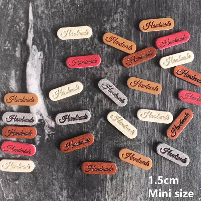 Description Picture 2 of item10Pcs 1.5cm Mini Handmade BJD Doll Garment Labels Tags Clothes PU Leather Hat Bags Shoes DIY Sewing Supplies