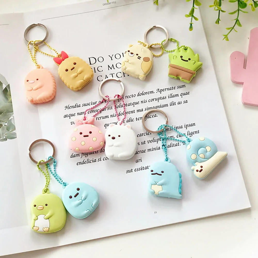 Description Picture 4 of item2pcs/set Cartoon Animal Key Cover Cute Silicone Key Chains Women Funny Animal Key Holder Caps Dust Cap Pendant Girls Gift